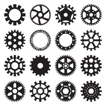 Lot de 16 motifs engrenages pour design industriel ou steampunk