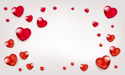 Gala background with red heart balloons