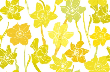 Keuken foto achterwand Geel bloemen naadloos patroon