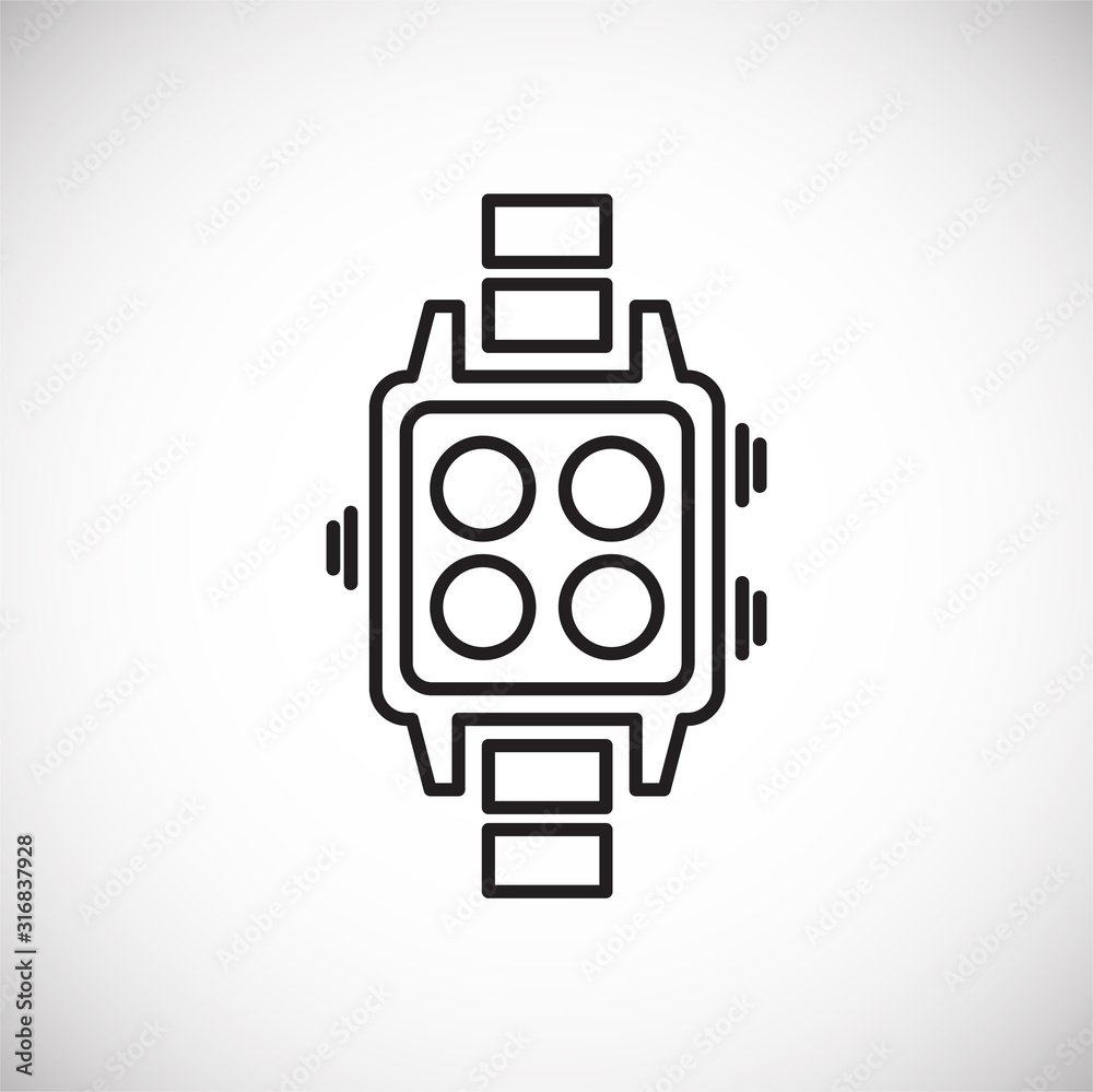 Poster technolgy related outline icon on background for graphic and web design. simple illustration. intern