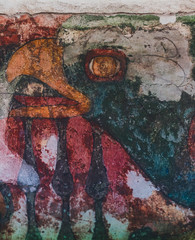 Teotihuacan, Mexico -May 2019 Inside the buildings there were many wall paintings, Through them we can study and know not only the Teotihuacan pantheon but the customs of its people, commerce and wars