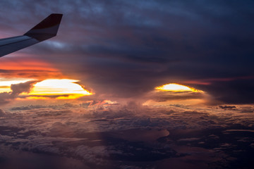 Beautiful thunderstorm with cloud formation over the Philippines captured from an airplane