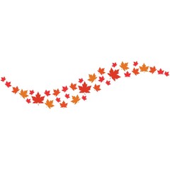 Vector illustration of autumn red, orange and yellow maple leaves on white background. Template for greeting card, poster, promotion, flyer, advertising, personal or company logo.