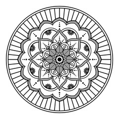 Decorative hand-drawn round pattern in the form of a mandala for laser cutting. Vector isolated on white.