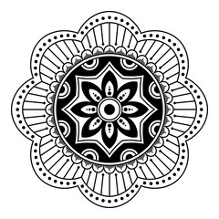 Decorative hand-drawn round pattern in the form of a mandala for laser cutting. Vector isolated on white.
