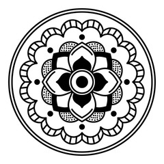 Decorative hand-drawn round pattern in the form of a mandala for laser cutting. Vector isolated on white.