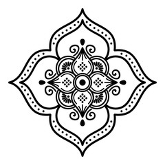 Decorative hand-drawn round pattern in the form of a mandala for laser cutting. Vector isolated on white.