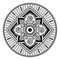 Decorative hand-drawn round pattern in the form of a mandala for laser cutting. Vector isolated on white.