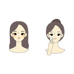 asian girl skincare stages routine, woman makeup remove, female selfcare, facial cleaning