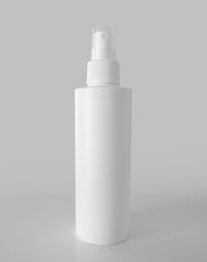 plastic white bottle spray on white background mockup. Fine mist ribbed sprayer