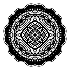Decorative hand-drawn round pattern in the form of a mandala for laser cutting. Vector isolated on white.