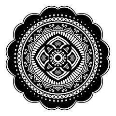 Decorative hand-drawn round pattern in the form of a mandala for laser cutting. Vector isolated on white.