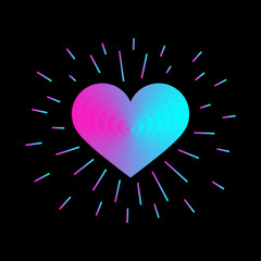Heart with rays. Vector Icon. Valentine Day