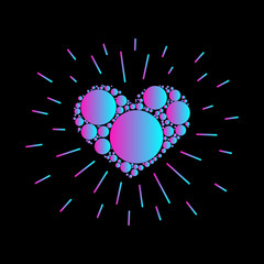 Decorative Heart with rays. Vector Icon. Valentine Day.