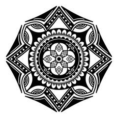 Decorative hand-drawn round pattern in the form of a mandala for laser cutting. Vector isolated on white.