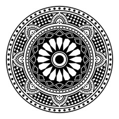 Decorative hand-drawn round pattern in the form of a mandala for laser cutting. Vector isolated on white.