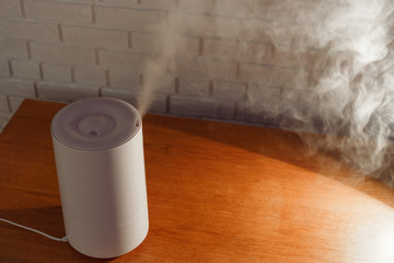 Humidifier spreading steam into the living room