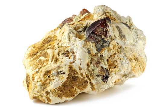 chondrodite from Koksha Valley, Afghanistan isolated on white background