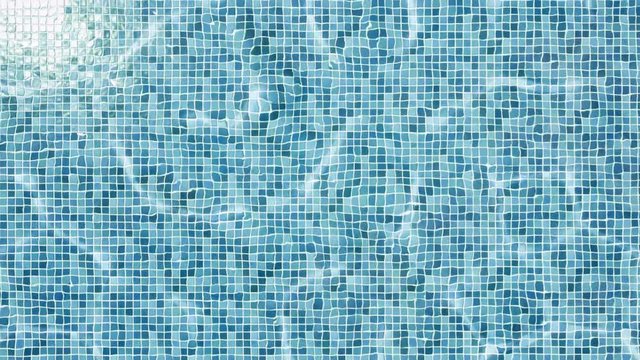 Blue pool floor texture, blue tiles with water, in 3d animation, used for post credit scenes or to make intros. Background to use in videos swimming pools or water parks