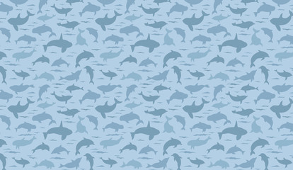 Dolphins seamless pattern. Marine mammals collection. Cartoon flat style design