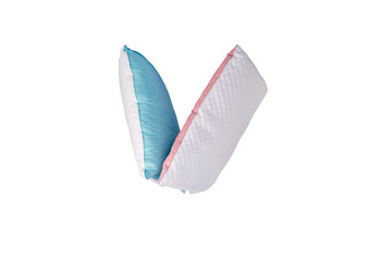 two pillows isolated on white background, healthy sleep concept