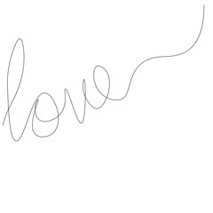 Love text hand drawing on white background vector illustration