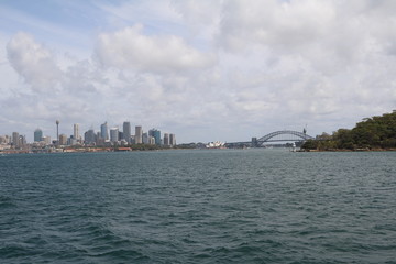 View  from a ferry to City of Sydney from a boot, Australia