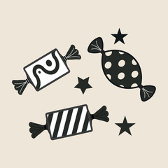 icon candy, concept holiday, treats, sweets fully editable vector image