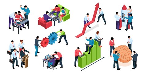 Fototapeta premium Teamwork Isometric Set 