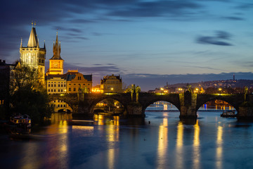 Fototapeta na wymiar Prague's Charles Bridge at Dusk