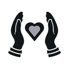 icon heart in hands, concept  love, save loves