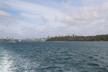 View to City of Sydney from a boot, Australia