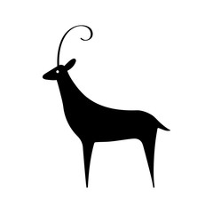 Antelope stands silhouette view side for logos, emblems, badges, labels template design element. Vector illustration.