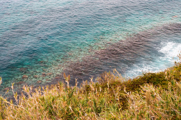 rocks on  cliff coast of atlantic ocean , Madeira Island