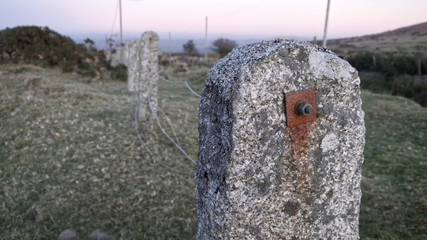 Stone fence posts on Cornish moorland