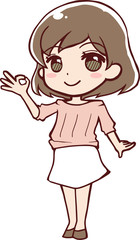 OKするアニメ調のお姉さん