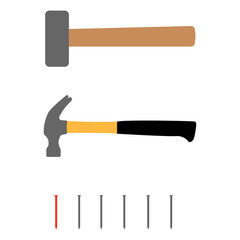 Hammer and nails. Vector illustration.