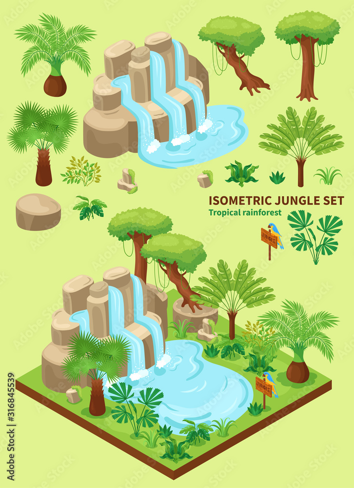 Wall mural Isometric Jungle Elements Collection