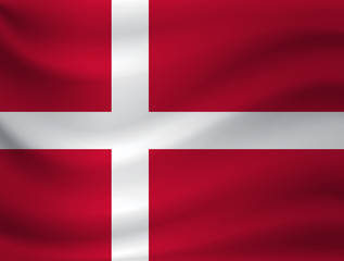 Obraz premium Waving flag of Denmark. Vector illustration
