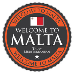 Welcome to Malta. Vector Sticker.