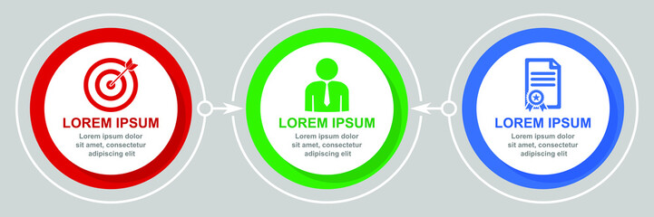 Business diagram, flat design infographic vector template, web presentation in 3 options