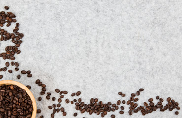Roasted coffee beans with some copy space
