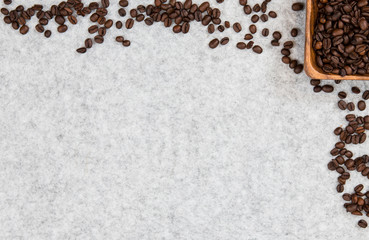 Roasted coffee beans with some copy space