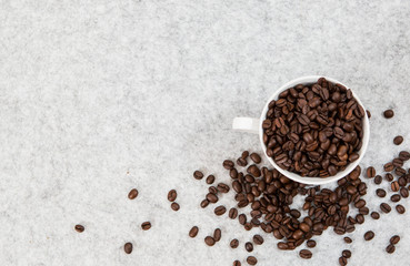 Roasted coffee beans with some copy space