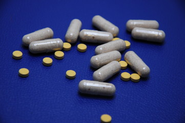 pills on white background