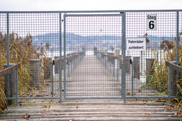 Gates on the wooden pier