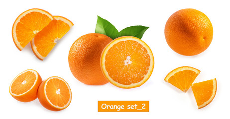 Orange fruit isolated on white background. set2