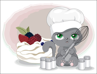 cook cat with cupcake and Shaker