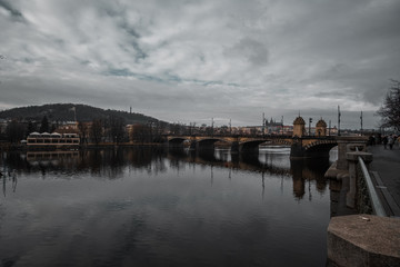 Fototapeta premium Legion Bridge (Most legii) is bridge over river Vltava in Prague. 