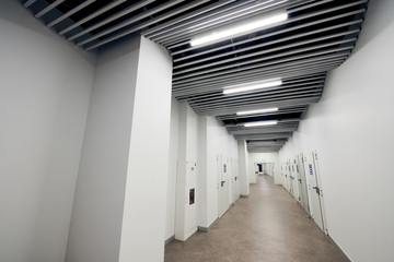 White technical corridor in the building